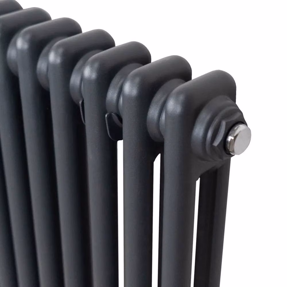 Monstershop Traditional 2 Column Steel Radiator in Anthracite Grey, H: 180 cm, W: 56.2 cm, D: 7 cm – 9
