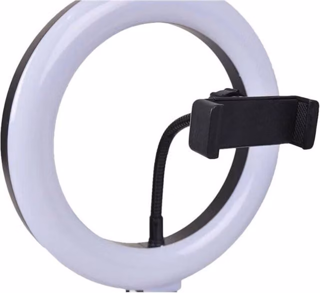 Nordara Dimmable LED Ring Light with Phone Holder, White Tabletop Fill Light