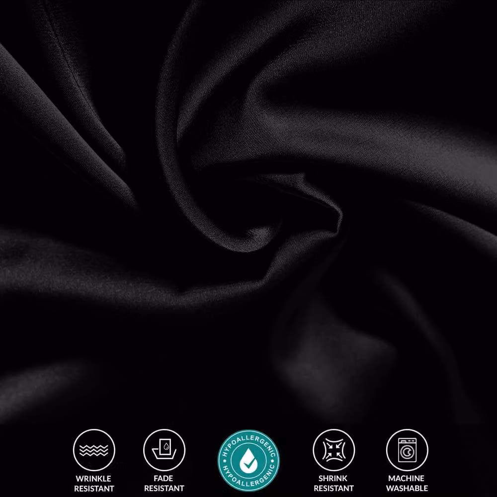 Grace 2 Pack Mako Satin Silk Pillow Cases in Black, W/H: 50 x 75 cm – 4