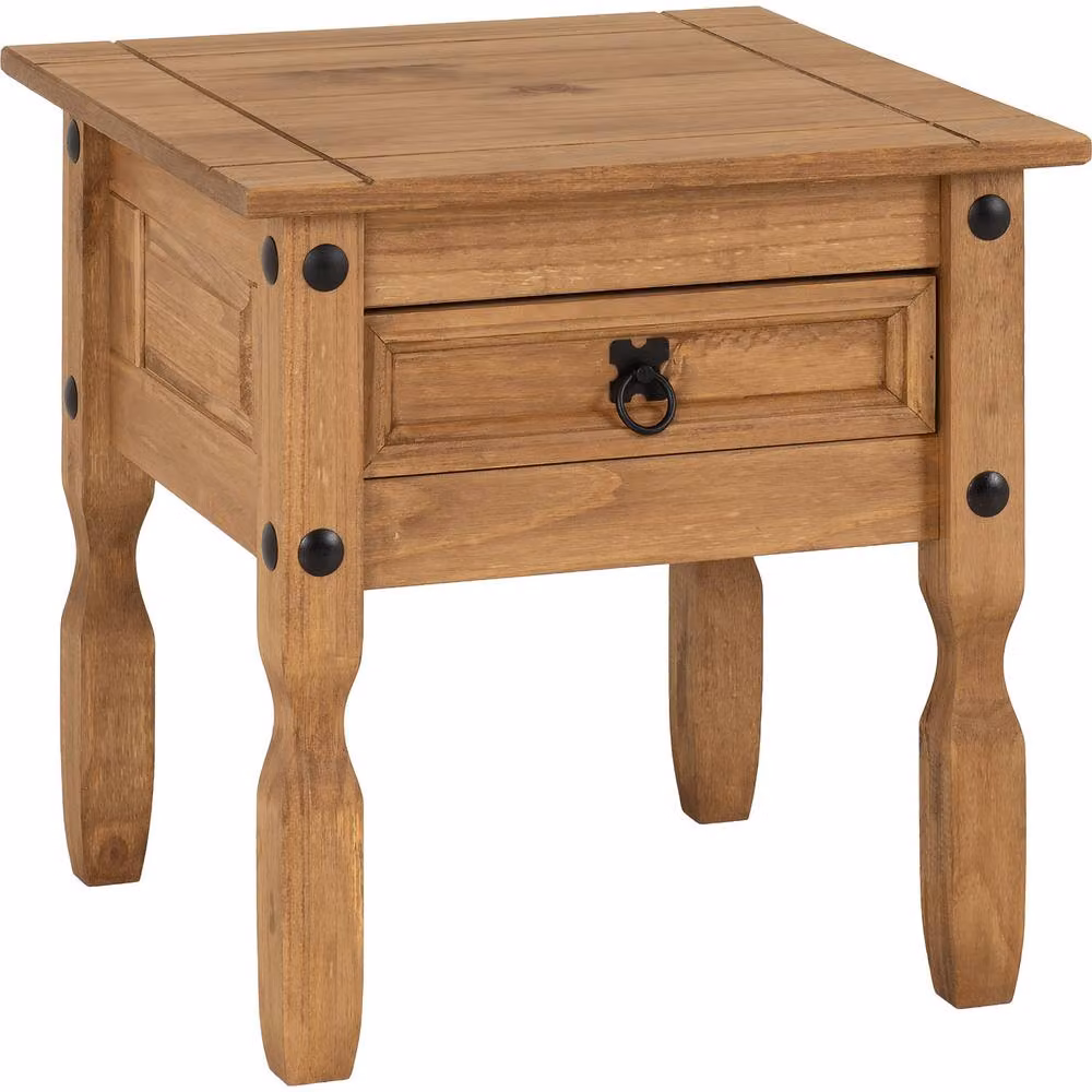 Seconique Corona Essentials 1 Drawer Lamp Table in Natural Waxed Pine – 2