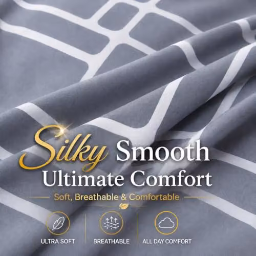 Pamposh Super King Reversible Duvet Cover Set, 3-Piece Hypoallergenic Brushed Microfibre Bedding with Concealed Zip, Grey and White, W/D/H: 220 x 220 x 220 cm – 3