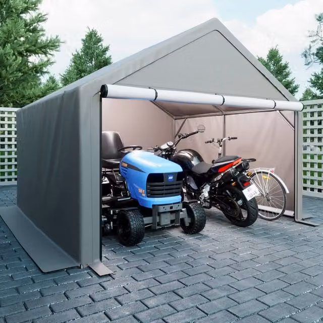 BIRCHTREE Outdoor Storage Tent in Dark Grey, W/D/H: 304.8 x 304.8 x 182.88 cm
