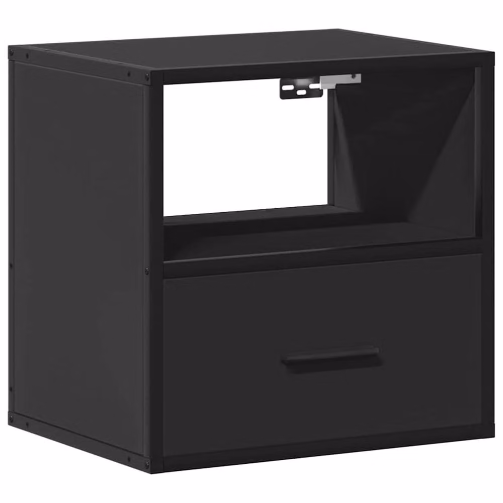 Berkfield Home Set of 2 Modern Wall-mounted Bedside Cabinets, Black, W: 40 cm, D: 31 cm, H: 39.5 cm – 6