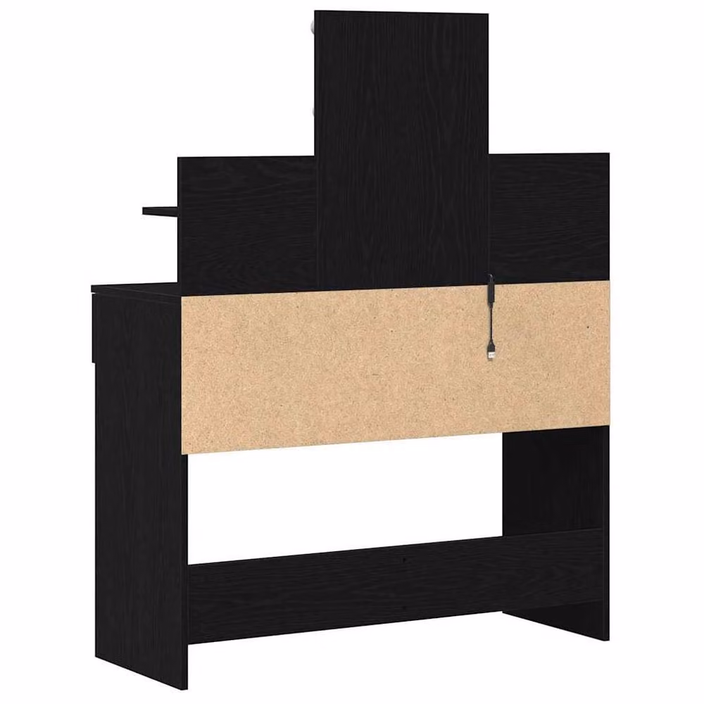 Berkfield Home Modern Black Oak Dressing Table with Hollywood LED Mirror, W/D/H: 100 x 40 x 130 cm – 5