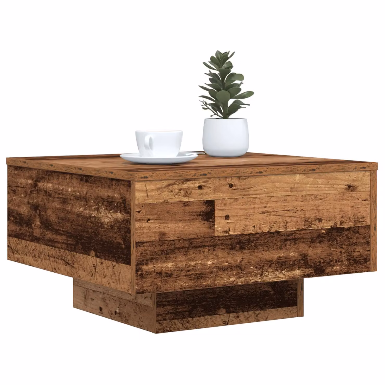 Berkfield Home Modern Square Wood Coffee Table with LED Lights in Brown W/D/H: 55 x 55 x 31 cm – 2