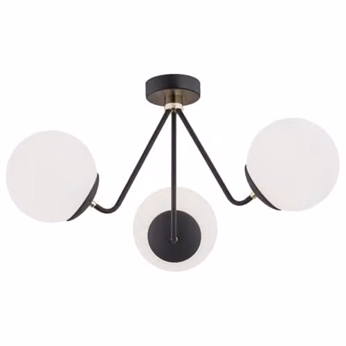 Argon ARGON18 Tomar 1478 Modern Black Ceiling Lamp with Glass Spheres and 3 x E27 Sockets