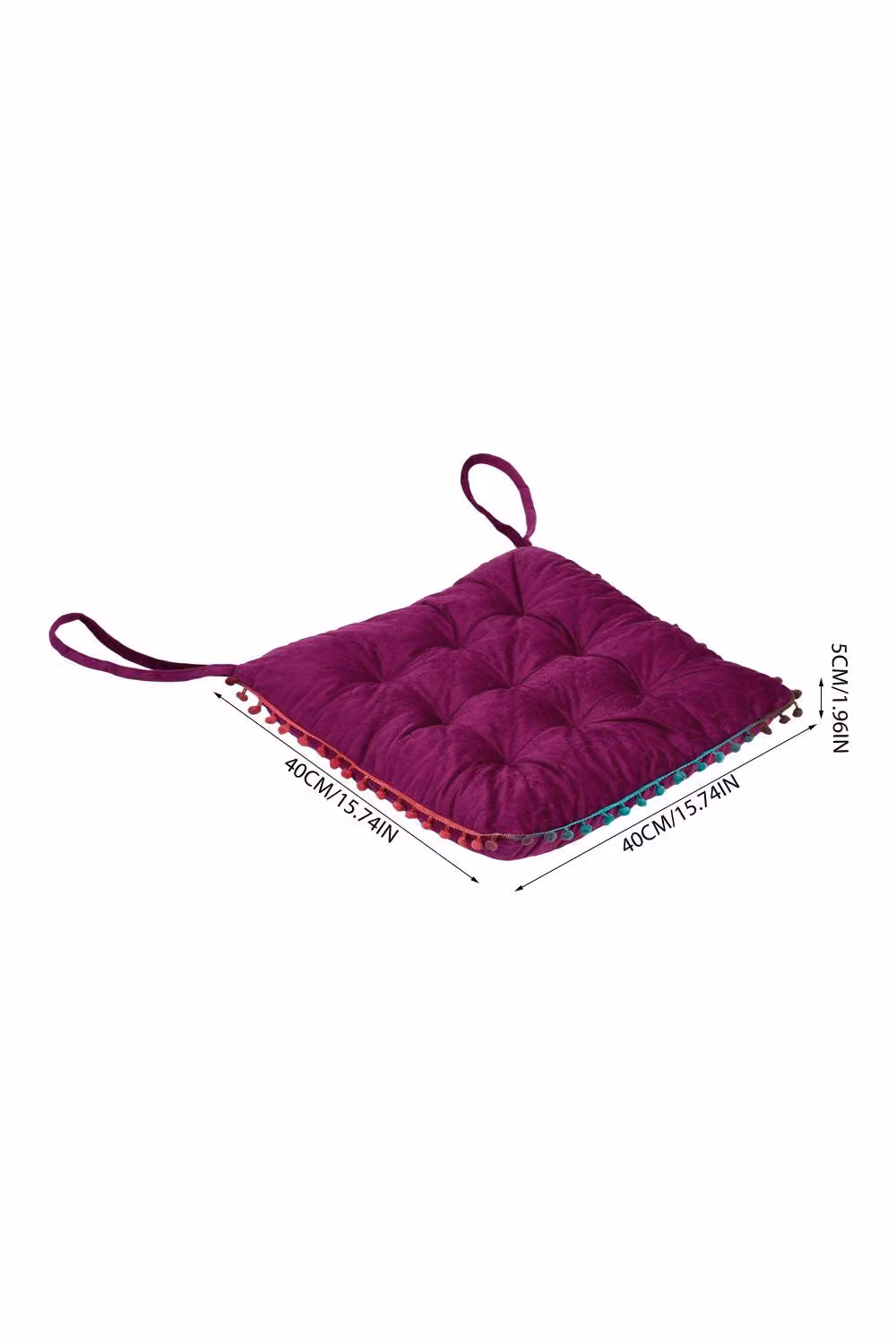 Living and Home Quilted Pom-Pom Trimmed Chair Cushion in Pink/Purple – 5