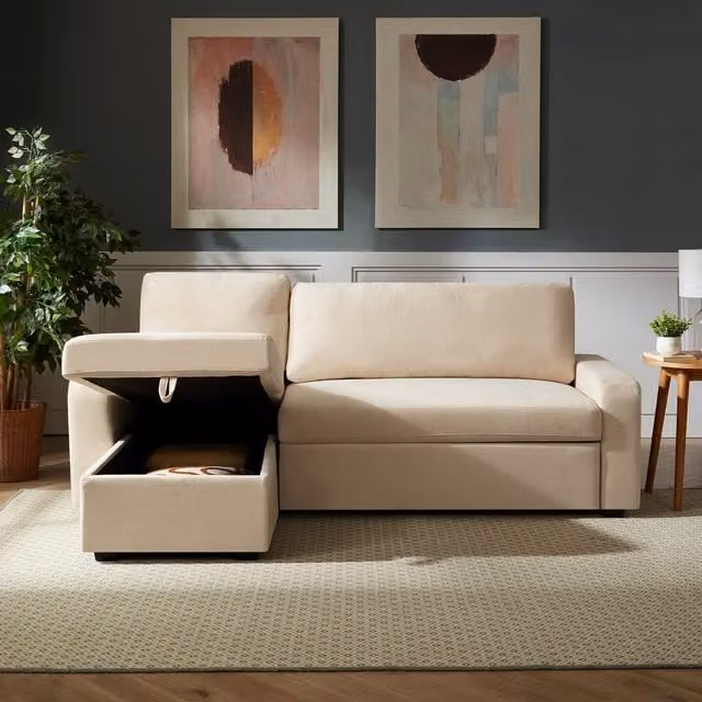Artemis Home Coeburn Reversible L-Shape Corner Sofabed with Sleeping Function in Beige Fabric