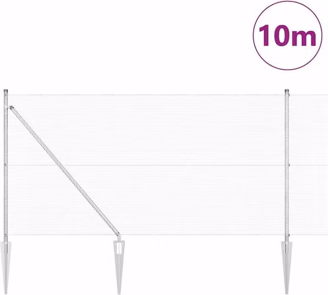 Berkfield Home Modern Fence Post Set of 2, Galvanised Steel, Silver, H: 1 m, W: 10 cm