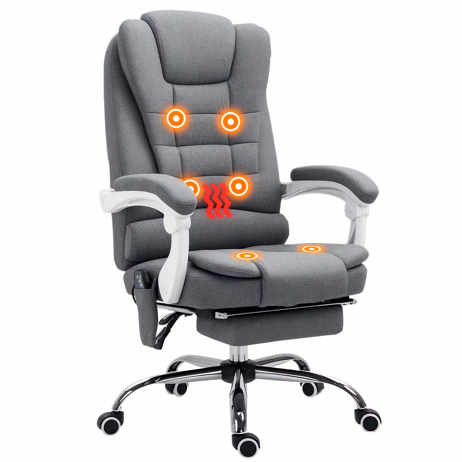 Vinsetto Ergonomic Heated 6-Point Vibration Massage Office Chair in Grey Microfibre – 2