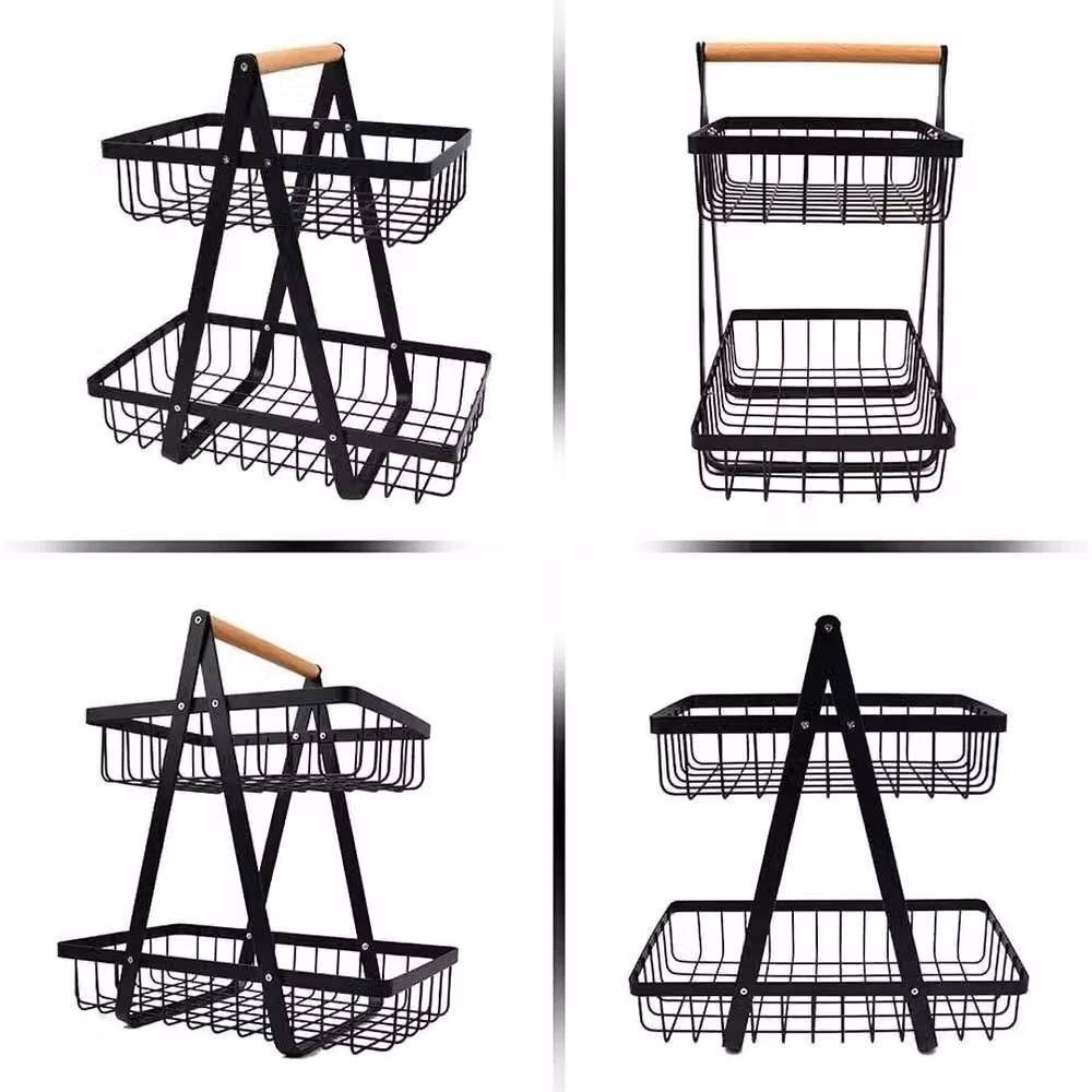 Kelvenix 2-Tier Fruit Storage Basket in Black – 4