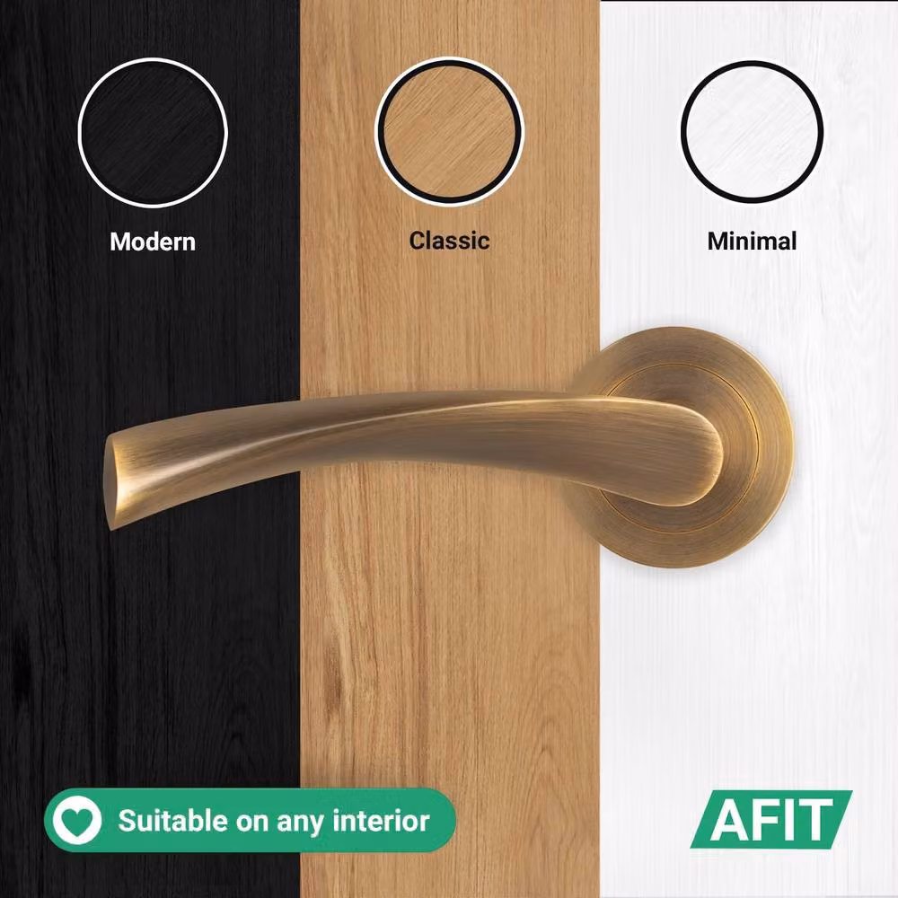 AFIT Antique Brass Door Handle Rose with Latch, 4 Pairs in Bronze, Size: 150 x 150 mm – 5