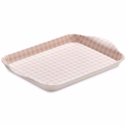 Zeal Mini Melamine Serving Tray with Handles, Pink, W: 18 cm, D: 14 cm