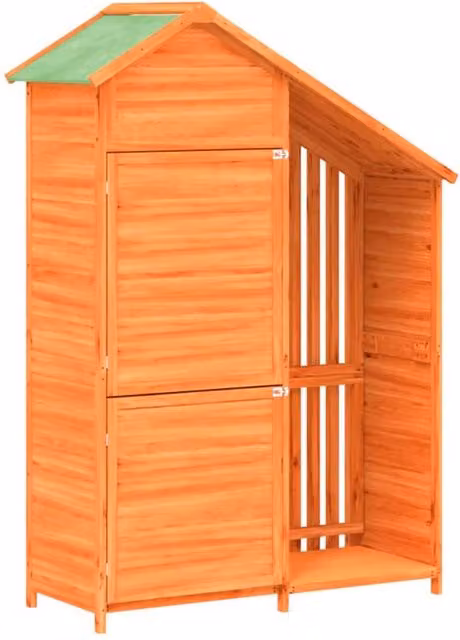 Berkfield Home Rustic Lean-to Garden Tool Shed in Brown Solid Pine Wood, W/D/H: 120 x 53.5 x 170 cm – 1