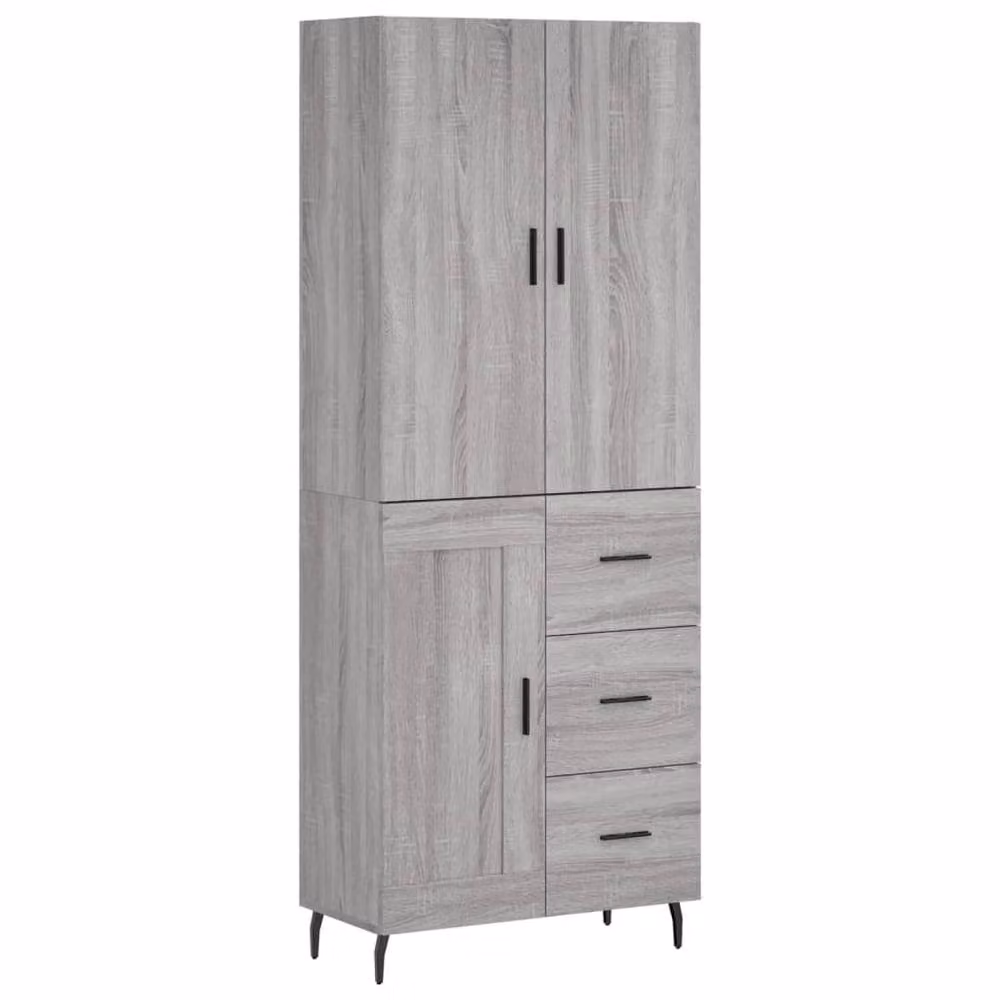 Berkfield Home Sonoma Highboard in Grey with Hinged Doors and Internal Shelves, W/D/H: 69.5 x 34 x 180 cm – 3