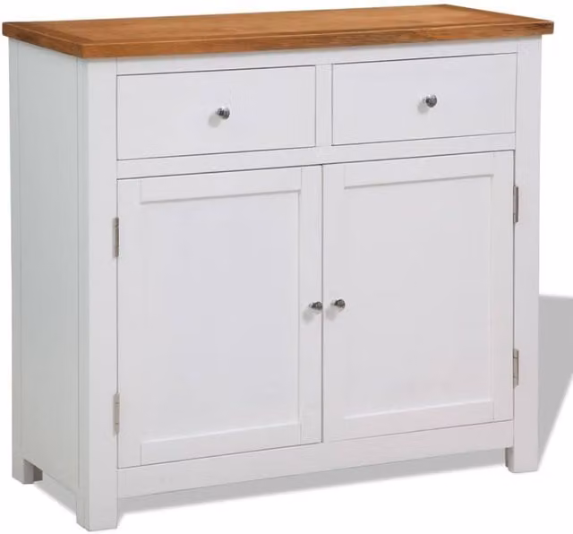 Berkfield Home Rustic Solid Oak and Acacia Wood Sideboard in Brown, W/D/H: 90 x 33.5 x 83 cm