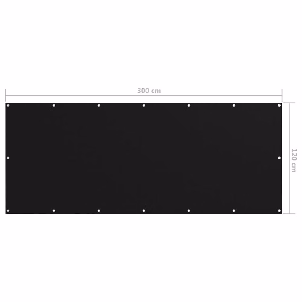Berkfield Home Modern Balcony Screen in Black Oxford Fabric, W/H: 120 x 300 cm – 3