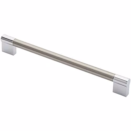 Loops Keyhole Bar Pull Handle in Satin Nickel and Chrome, W: 23.6 cm, D: 1.4 cm, Fixing Centres: 22.4 cm