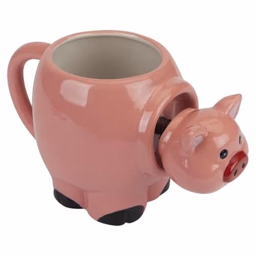 VFM e-Store Shaking Pig Wobble Mug, Pink, W: 11 cm, H: 10 cm