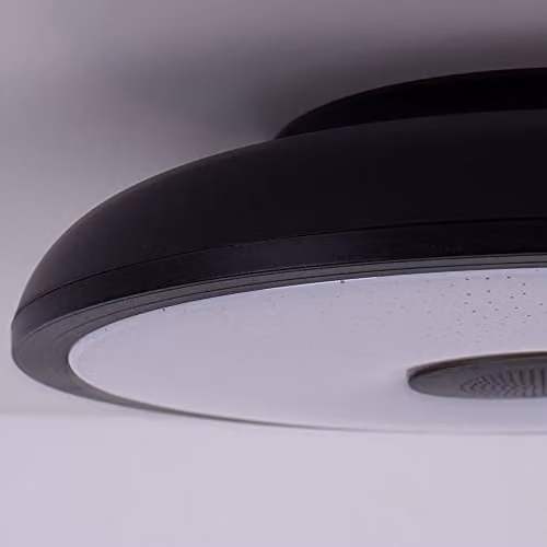 Globo Lighting Modern LED Ring Ceiling Light in Black with RGB Colour Changing, Bluetooth Speaker and Remote Control – 3