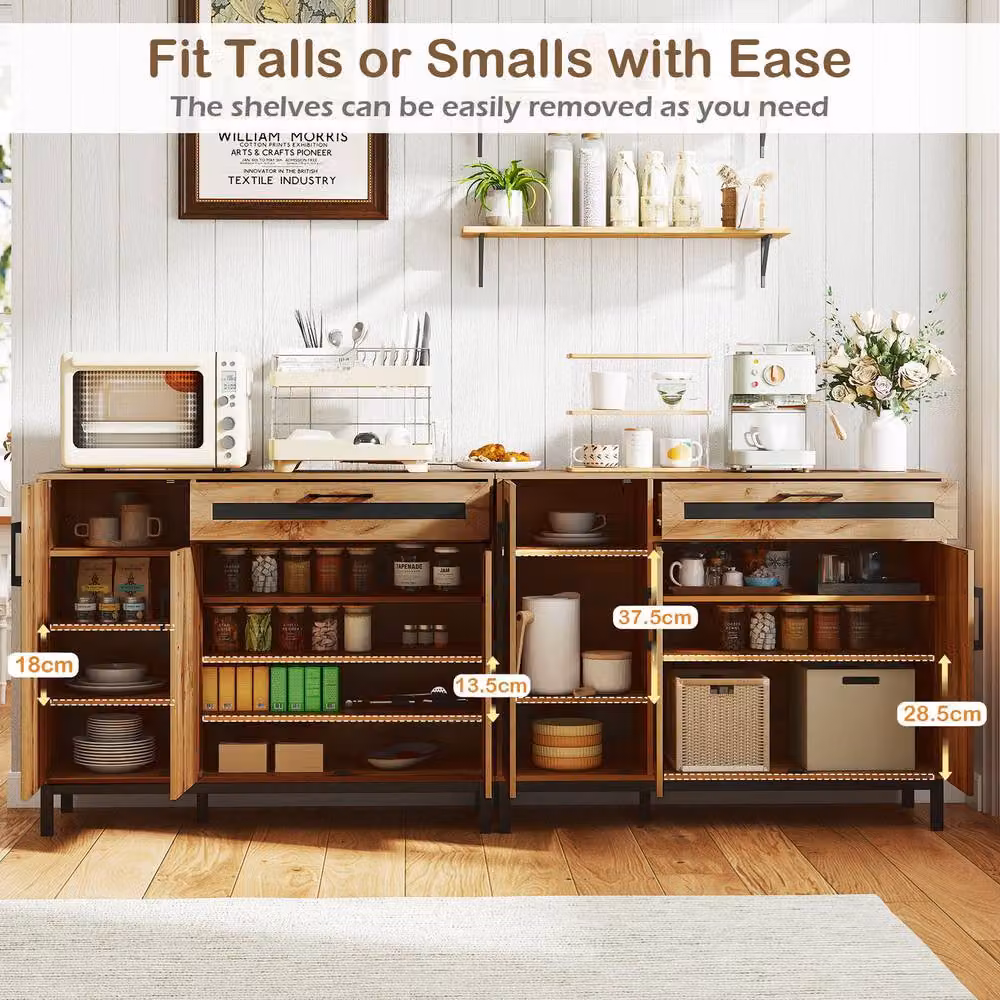Costway Sideboard Buffet Cabinet Storage Organiser with Drawer and Removable Shelves in Natural Wood – 7