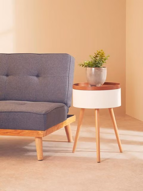 Orsina Versatile Storage Side Table in Natural Wood with Three Legs, W/D/H: 38 x 38 x 57 cm – 2
