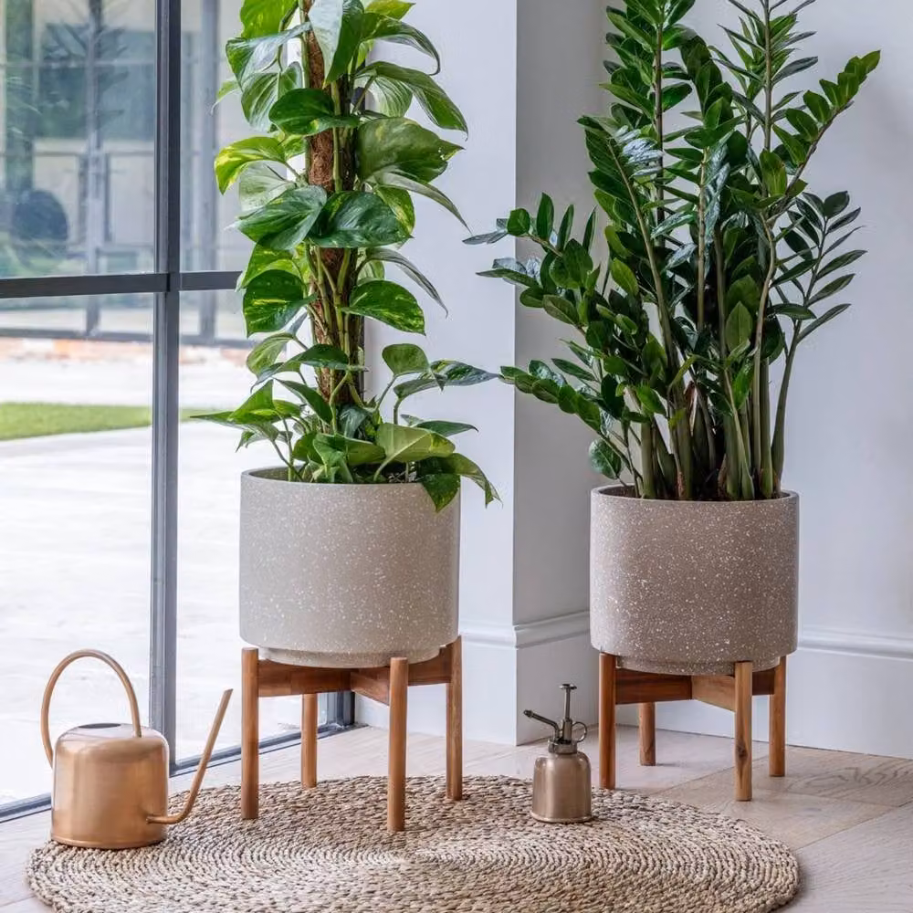 Lemon Pavilion Furniture and Decor Valetta Ceramic Planter with Stand, White, W/D/H: 24 x 24 x 33 cm – 2