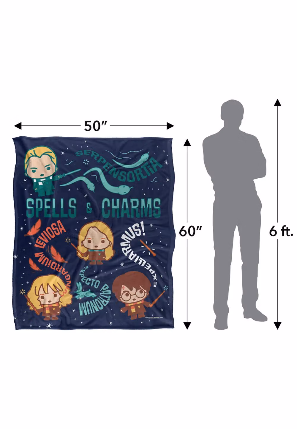 LOGOVISION Harry Potter Spells and Charms Fleece Blanket, Multicolour and White, W/D/H: 152 x 127 cm – 8