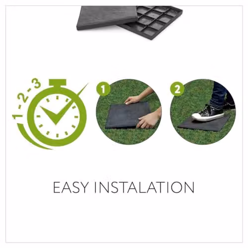 Nicoman Grey Stone Look Recycled Rubber Garden Stepping Stones, Set of 10, W/D/H: 30 x 30 x 2.5 cm – 4