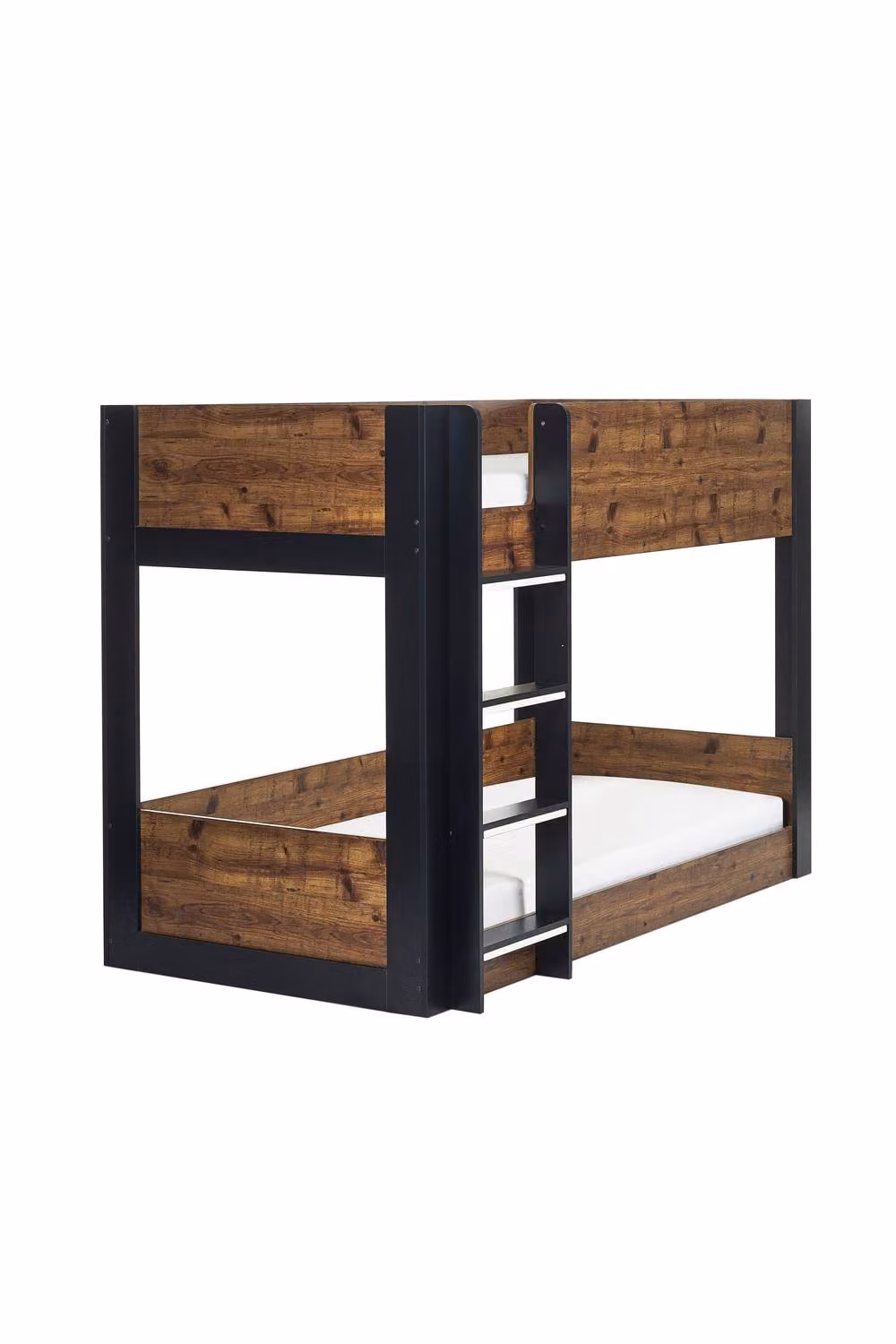 Julian Bowen Solomon Solid Wood Bunk Bed Frame with Stairs and Side Compartments in Black, Sand or Brown, W/D/H: 90 x 190 cm – 3
