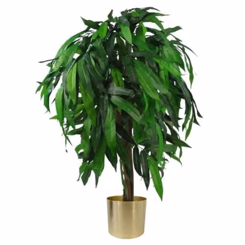 Leaf Design UK Artificial Realistic Mango Tree in Green and Gold, Height: 100 cm