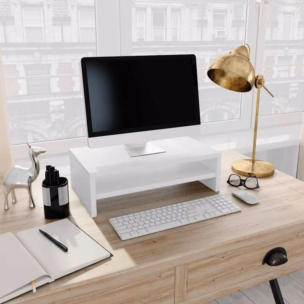 Berkfield Home Monitor Stand in White, W/D/H: 42 x 24 x 13 cm – 2
