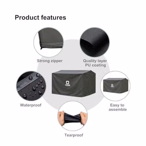 Home Source Grey Waterproof Polyester BBQ Cover for Gas and Charcoal Grills, W: 122 cm, D: 76 cm, H: 71 cm – 3