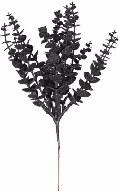 Kingsbury Gifts Artificial Glitter Eucalyptus Bush in Black