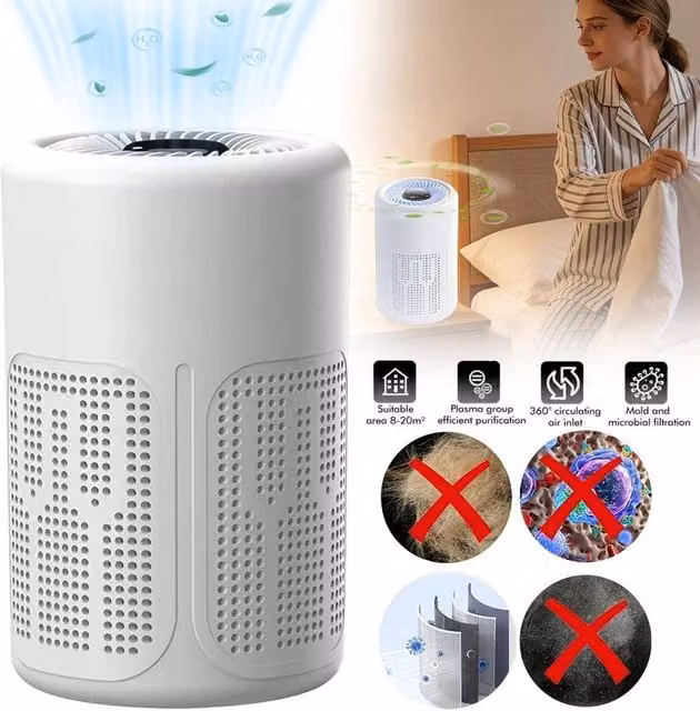 NESTLUNE Medical Grade HEPA Home Air Purifier with Pre-Filter, White, W/D/H: 15 x 15 x 100 cm