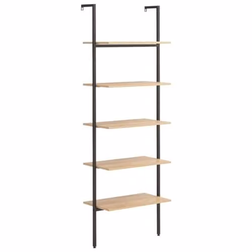 vidaXL 5-Tier Industrial Ladder Shelf in Brown and Black, W/D/H: 64 x 35 x 185 cm