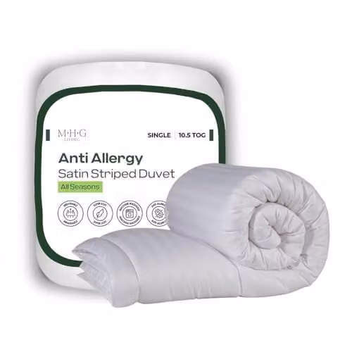 MHG Living 10.5 Tog Anti-Allergy Microfibre Duvet, White, W: 135 cm, L: 200 cm