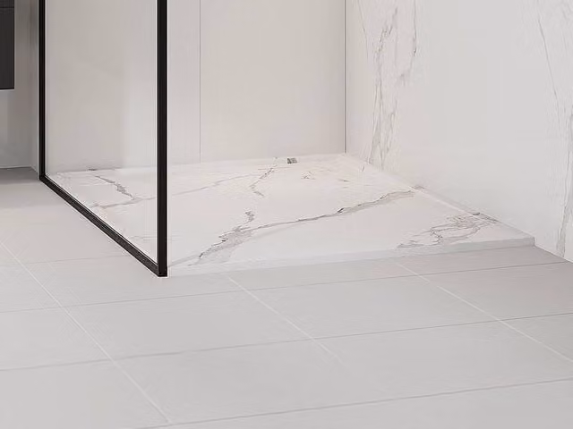 Vente-unique Ultra-Slim Trimmable SMC Resin Rectangular Shower Tray in Light Grey, W/D: 120 x 90 cm – 1