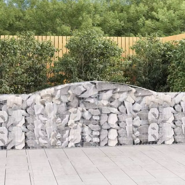Berkfield Home Arched Gabion Baskets, 3 Piece Set, Silver Galvanised Steel, W: 400 cm, D: 30 cm, H: 80-100 cm