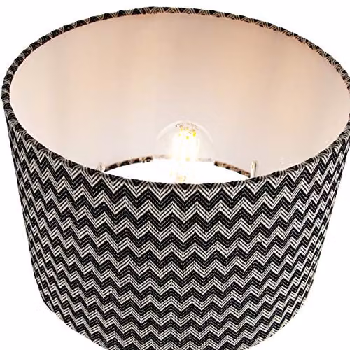 Happy Homewares Modern Zig Zag Chevron Cotton Fabric Cylinder Lamp Shade in Black and White, Diameter: 30 cm – 2