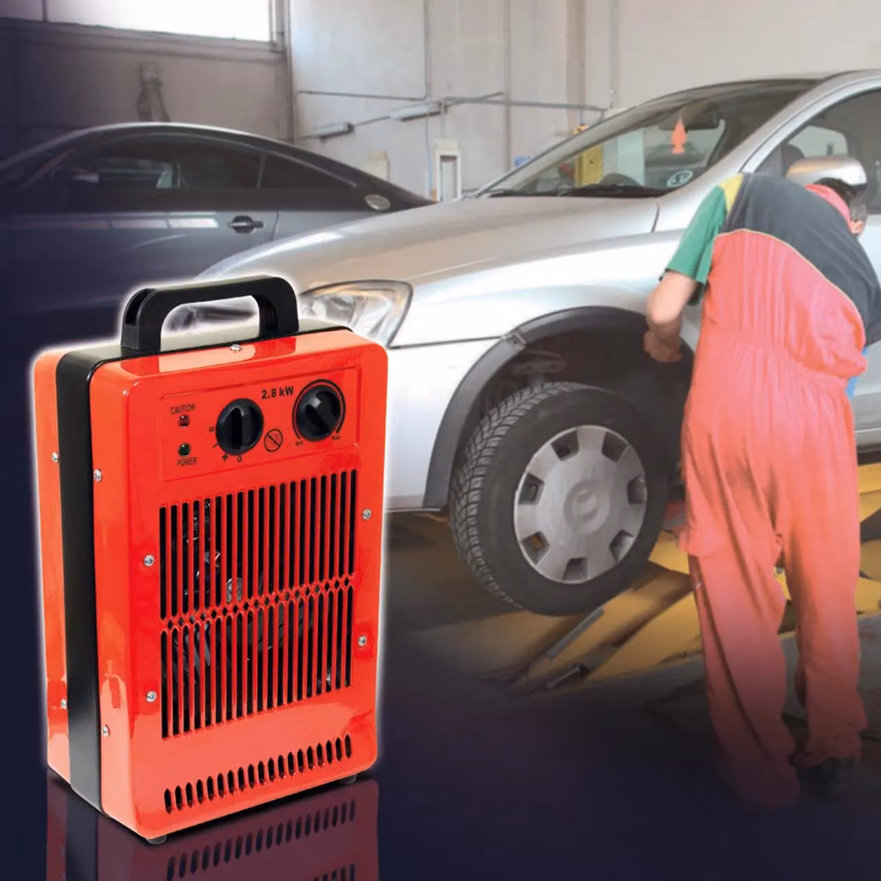 mysmartbuy 2.8kW Electric Industrial Fan Space Heater in Red with Thermostat and Tip Over Safety Cut Out, H 39 x W 23 x D 14 cm – 4