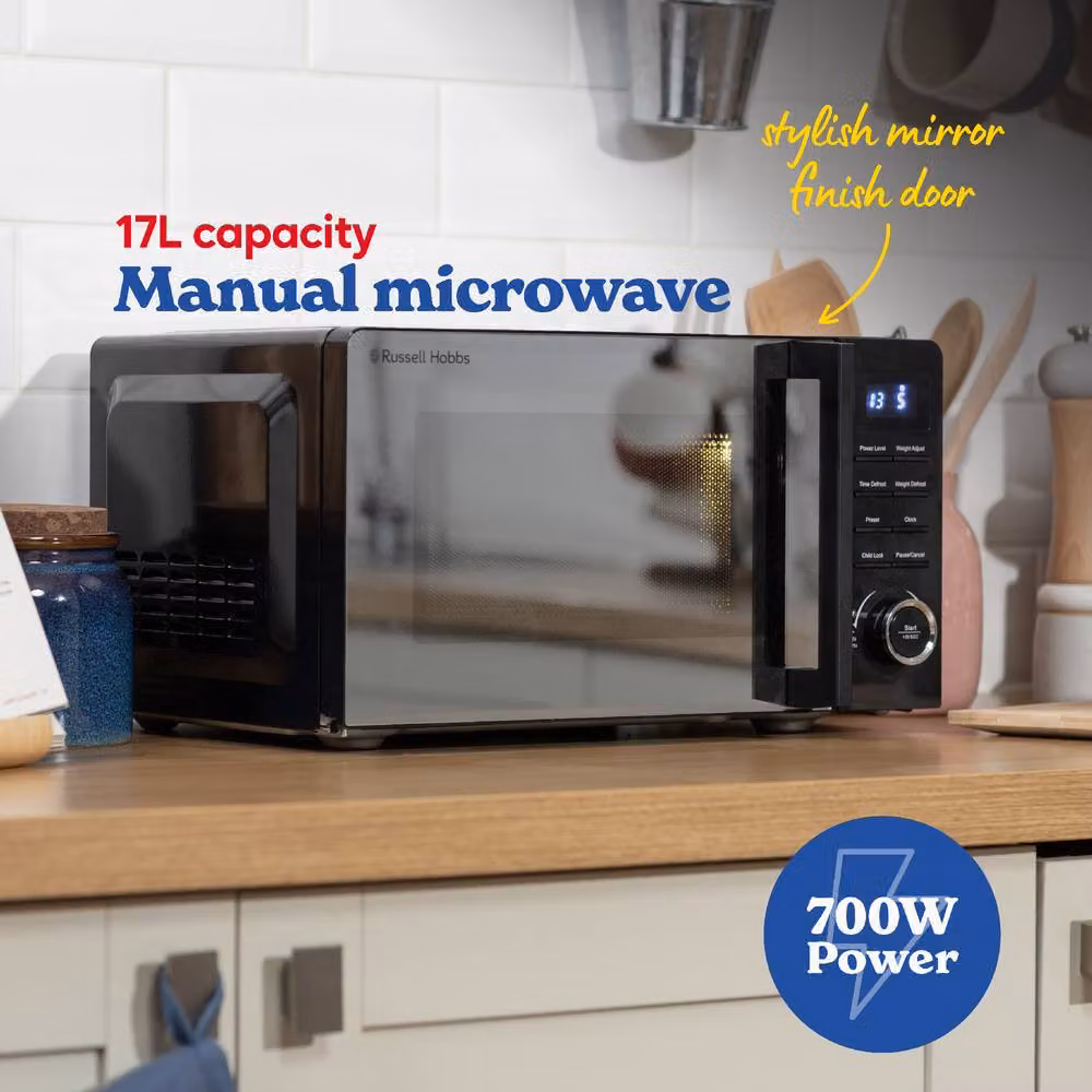 Russell Hobbs RHM1736B Digital Solo Microwave, 17L, 700W, Black – 3