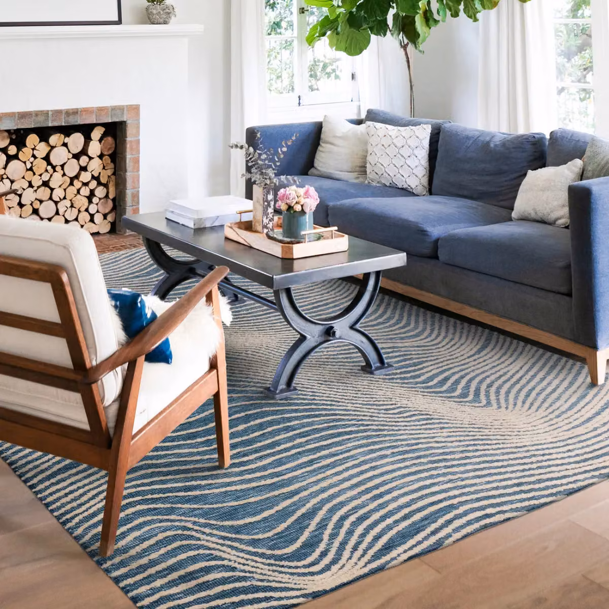 The Rug Shop UK Modern Abstract Blue Easy Care Area Rug W: 160 cm, D: 230 cm – 2