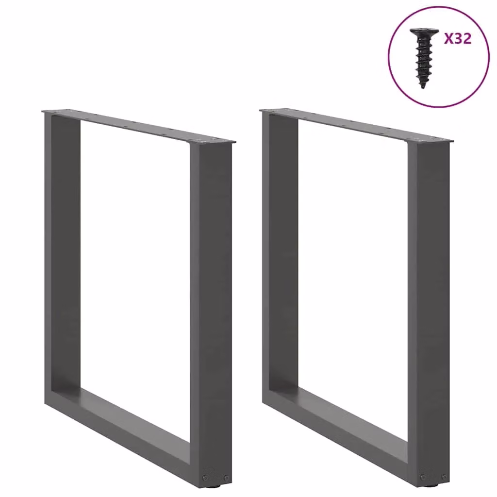 Berkfield Home U-Shaped Steel Coffee Table Legs, 2 Pieces, Anthracite Black, H: 72.5-73 cm, W: 90 cm – 2
