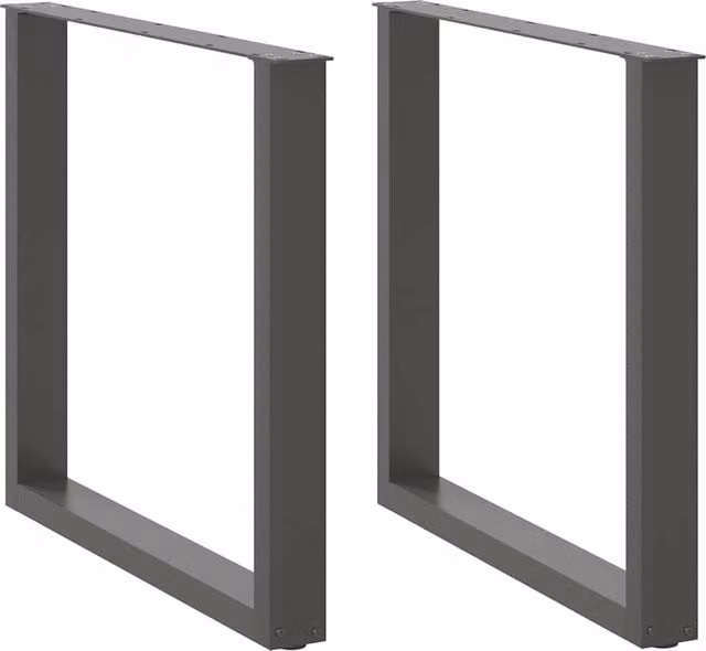 Berkfield Home U-Shaped Coffee Table Legs, 2 Piece Steel Set, Anthracite Black, H: 72.5 cm, W: 80 cm