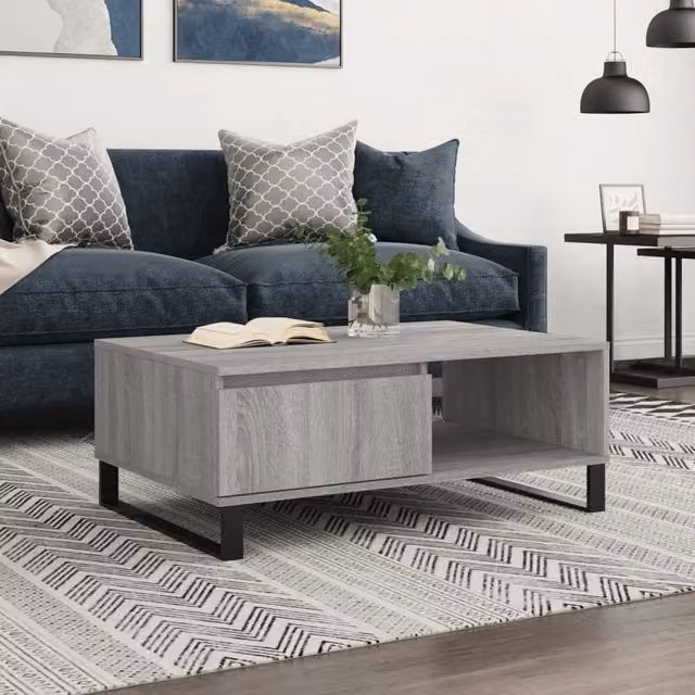 Berkfield Home Grey Sonoma Coffee Table, W/D/H: 90 x 60 x 35 cm – 1