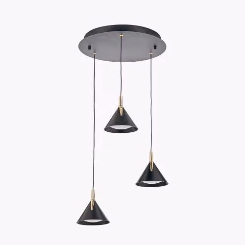 Ruma Modern Multi Drop LED Pendant Ceiling Light in Matt Black and Gold – 2