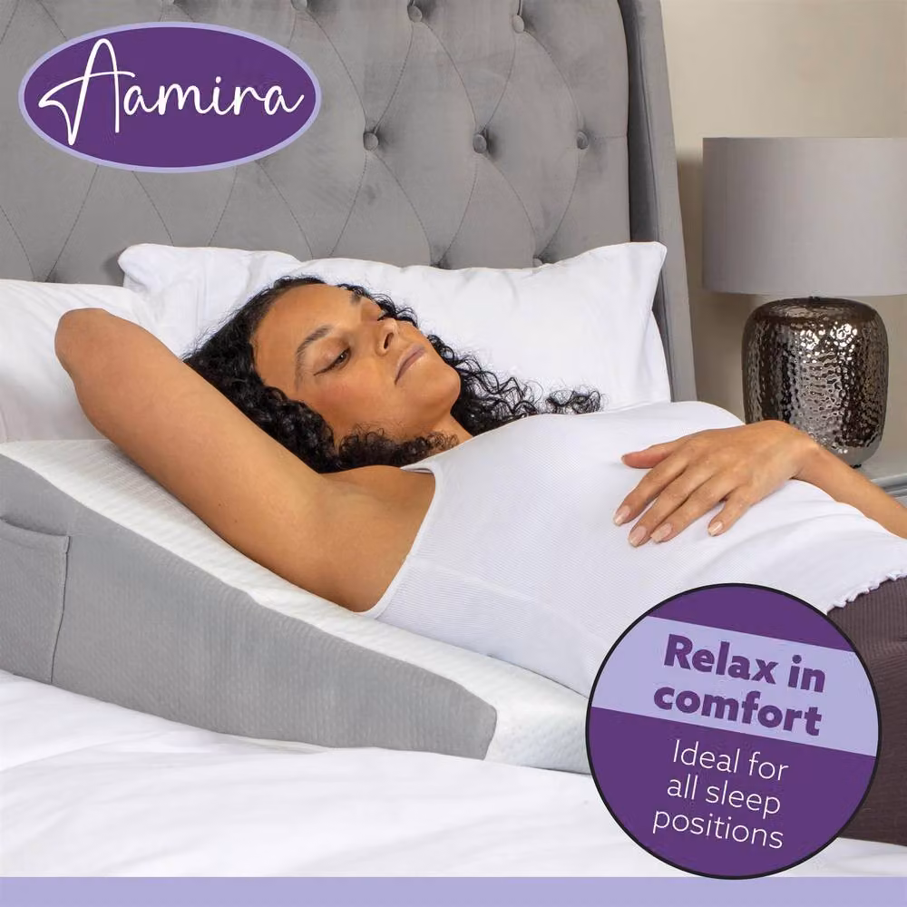 Aamira Orthopaedic Gel Memory Foam Wedge Pillow in White for Back, Neck and Shoulder Support – 4