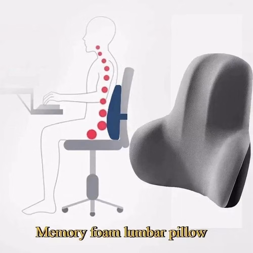 FLAVORA Grey Memory Foam Contoured Lumbar Back Support Seat Cushion, W: 100 cm, L: 190 cm – 2