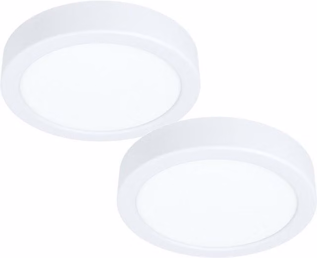 Loops 2 Pack White Round Surface Mounted LED Wall and Ceiling Lights, 10.5W, 3000K Warm White, Diameter: 16 cm